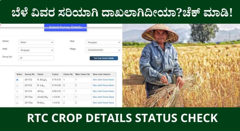 RTC Crop Details-ಬೆಳೆ ವಿಮೆ ಮತ್ತು ಬೆಳೆ ಪರಿಹಾರ ಪಡೆಯಲು ಈ ವರ್ಷದ ಬೆಳೆ ಮಾಹಿತಿ ಬಿಡುಗಡೆ!
