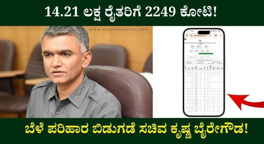 Bele Parihara-2025: ರಾಜ್ಯದ 14.21 ಲಕ್ಷ ರೈತರಿಗೆ 2249 ಕೋಟಿ ಬೆಳೆ ಪರಿಹಾರ ಬಿಡುಗಡೆ: ಸಚಿವ ಕೃಷ್ಣ ಬೈರೇಗೌಡ!