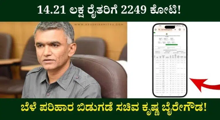 Bele Parihara-2025: ರಾಜ್ಯದ 14.21 ಲಕ್ಷ ರೈತರಿಗೆ 2249 ಕೋಟಿ ಬೆಳೆ ಪರಿಹಾರ ಬಿಡುಗಡೆ: ಸಚಿವ ಕೃಷ್ಣ ಬೈರೇಗೌಡ!